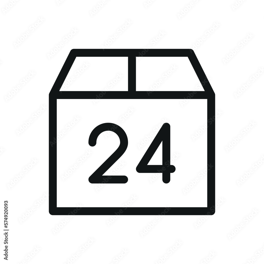 Poster 24 hours delivery service isolated icon, parcel with number 24 vector symbol with editable stroke
