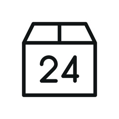 24 hours delivery service isolated icon, parcel with number 24 vector symbol with editable stroke