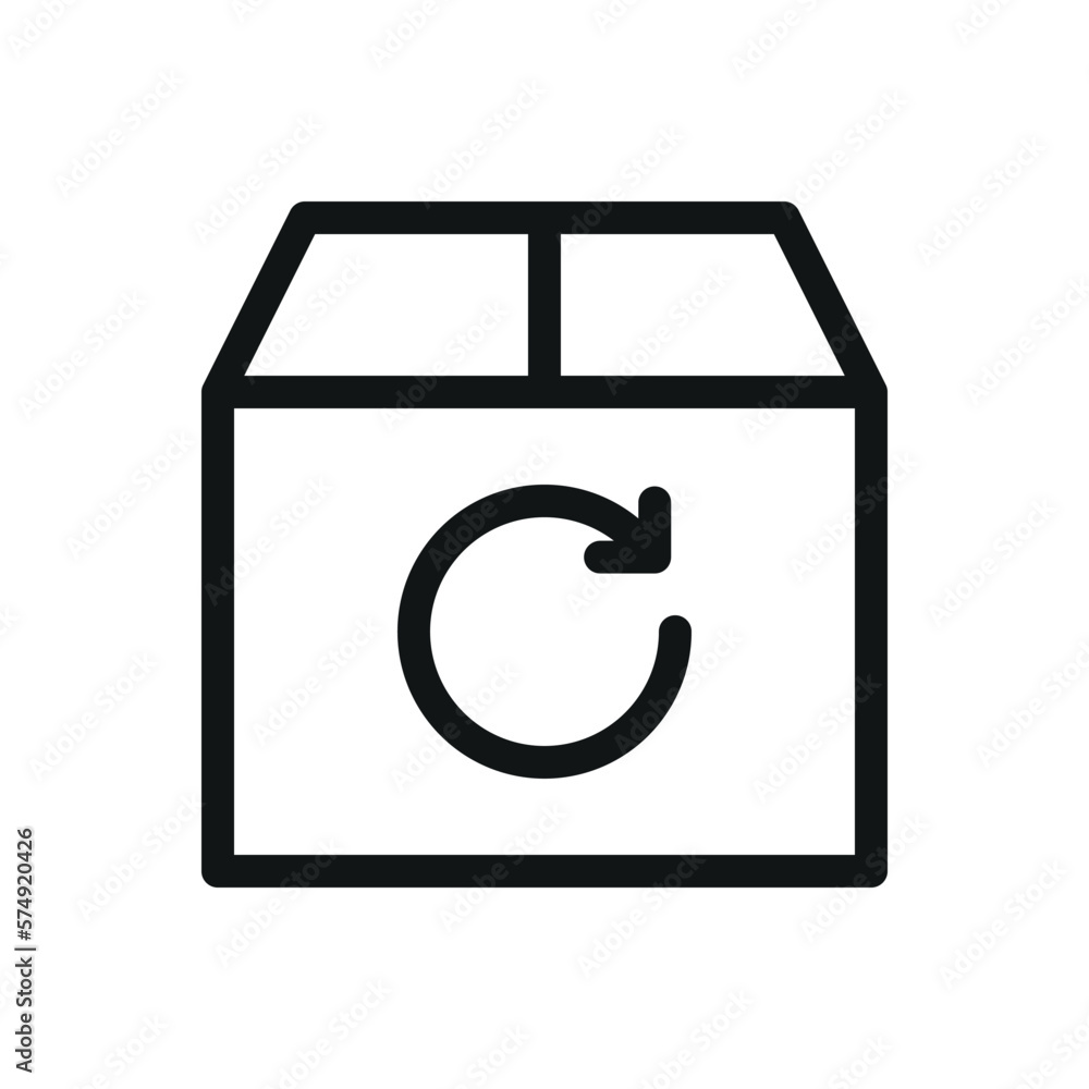 Poster repeat order delivery isolated icon, cardboard box refresh vector symbol with editable stroke