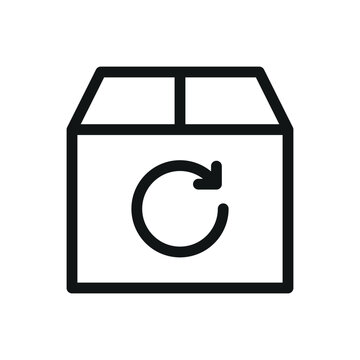 Repeat order delivery isolated icon, cardboard box refresh vector symbol with editable stroke