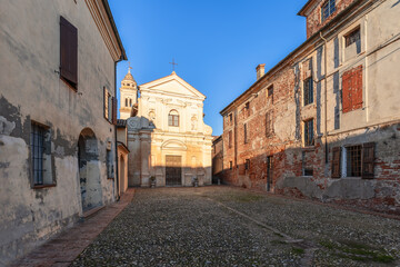 Facade of a baroque church Chiesa di San Rocco in Sabbioneta town. Lombardy, Italy