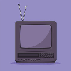 Retro TV Vector Icon Illustration with Outline for Design Element, Clip Art, Web, Landing page, Sticker, Banner. Flat Cartoon Style