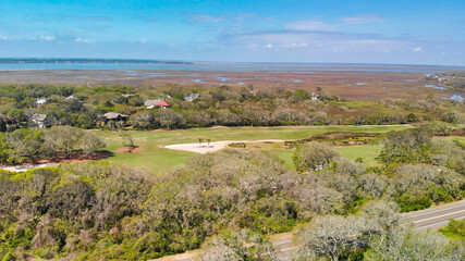 Amazing aerial view of Amelia Island from drone, Florida - USA