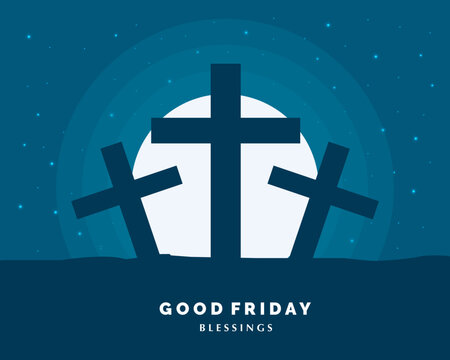 Good Friday Cross Night Background