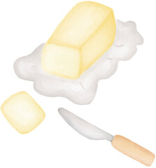 butter watercolor hand-drawing.