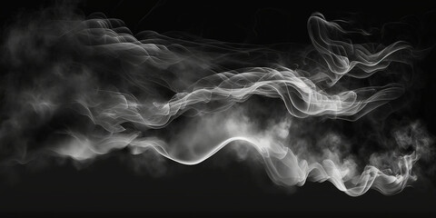 abstract white smoke floating on the black background