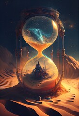 conceptual illustration of an hourglass symbolizing the passage of time, generative ai