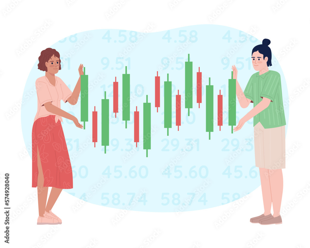 Poster investors monitoring stock performance flat concept vector illustration. flash message with flat 2d 