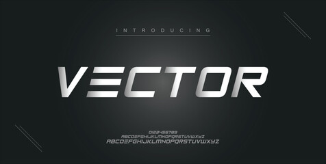 Vector digital modern alphabet new font. Creative abstract urban, futuristic, fashion, sport, minimal technology typography. Simple vector illustration with number
