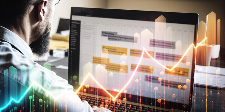 Projektplanung und Zeitmanagement &ndash; Manager vor Laptop, Generative AI