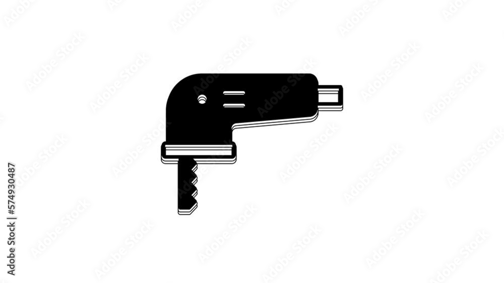 Poster black electric jigsaw with steel sharp blade icon isolated on white background. power tool for woodw