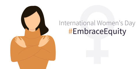 #EmbraceEquity.Women's Day banner. International Women's Day.Women's Day vector illustration.International womens day.2023 womens day. 