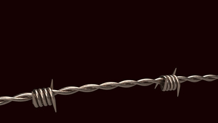 The  barbed wire on black background  for security or military concept 3d rendering