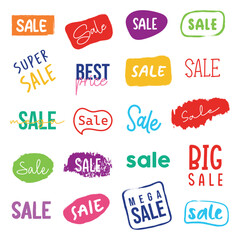 Set of Price tags. Promotional sale badge, sale label and retail paper stickers.