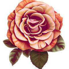 Roses botanical watercolor illustration. Rose flowers with leaves. Vintage watercolor illustration Generative AI