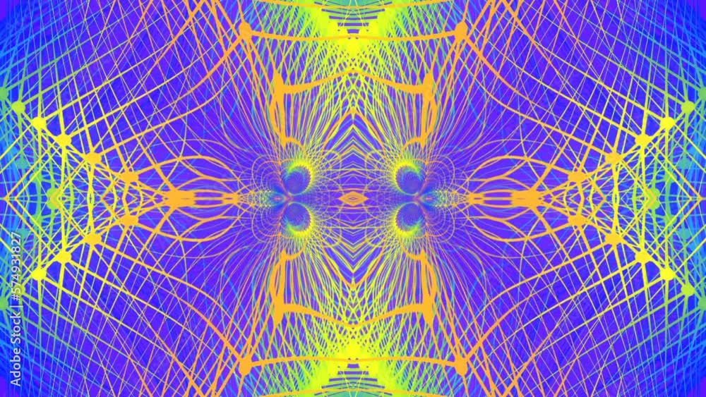 Aufkleber Beautiful abstract symmetrical neon colored loop animation. 3d rendering HD