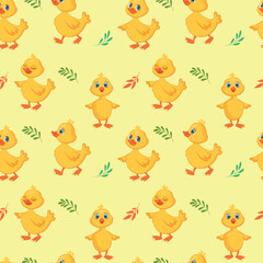 Bath rubber duck soap pattern. Bathing yellow pop art. Beautiful gifting child objects. Little animal. Babies print with cute ducklings. Happy birds. Vector seamless tidy background