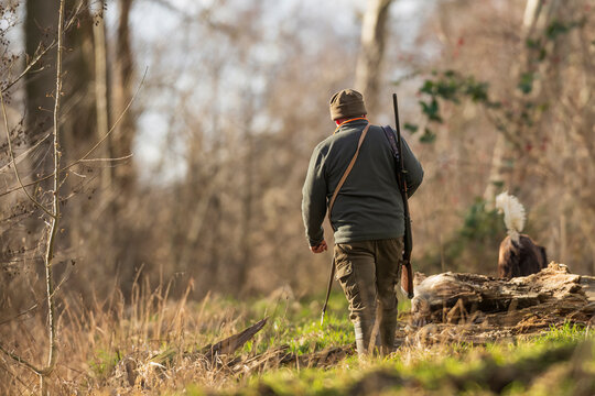 Ein J&auml;ger geht durch den Wald