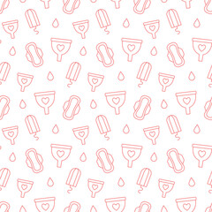 Woman Menstruation line Icons Set