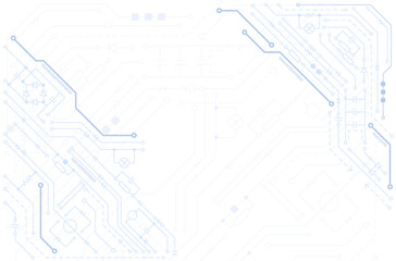 Circuit board background. Electronic computer technology, digital chip. Banner, presentation.