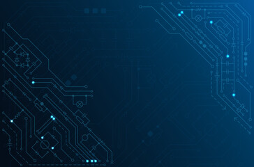 Circuit board background. Electronic computer technology, digital chip. Banner, presentation.