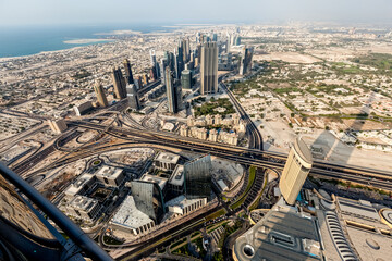 Modern city architecture - panoramic view of Dubai in UAE