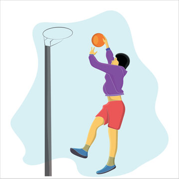 boy playing basketball flat vector illustration design