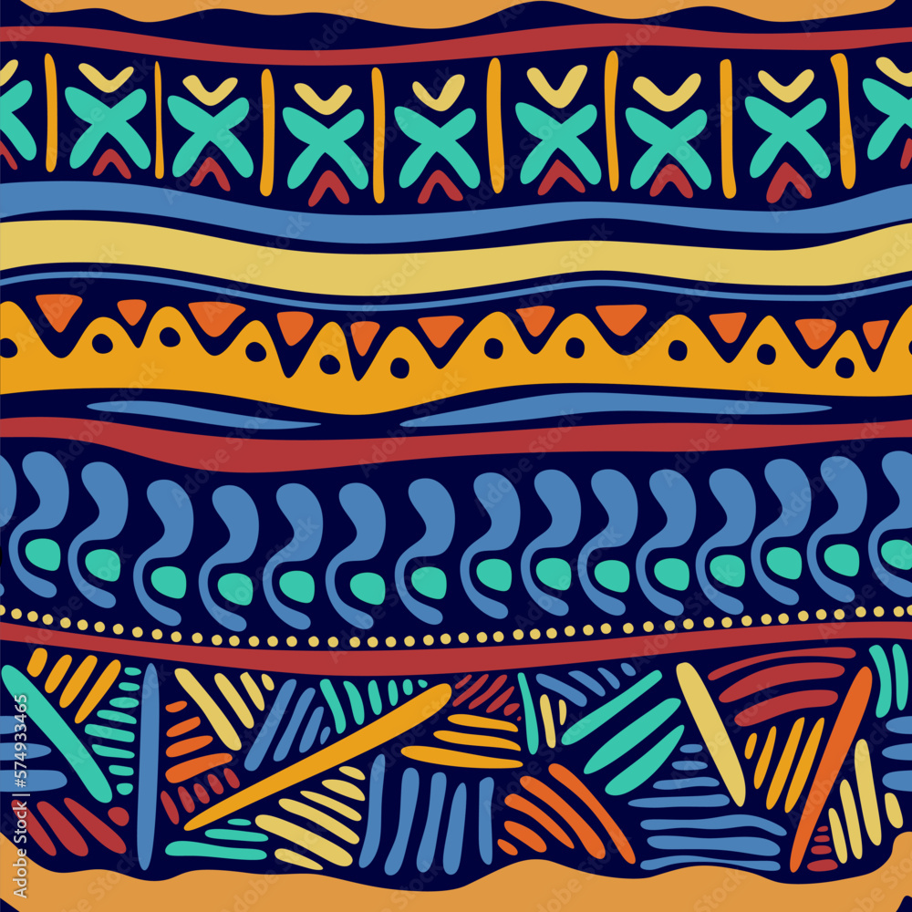 Poster tribal abstract seamless pattern in colorful style.