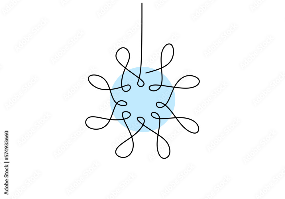 Poster hand drawing one single continuous line of snowflake isolated on white background eps 1.
