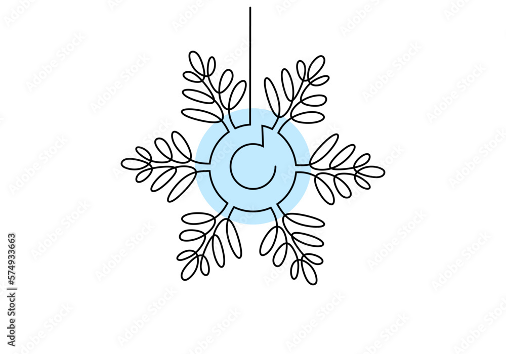 Poster hand drawing one single continuous line of snowflake isolated on white background eps 2.