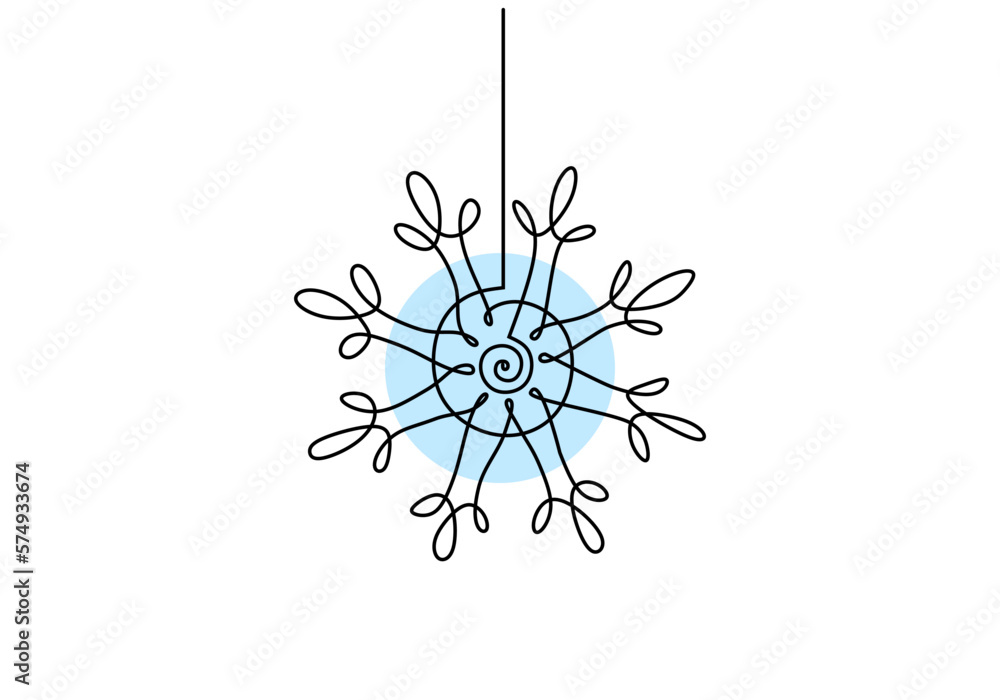 Poster hand drawing one single continuous line of snowflake isolated on white background eps 3.