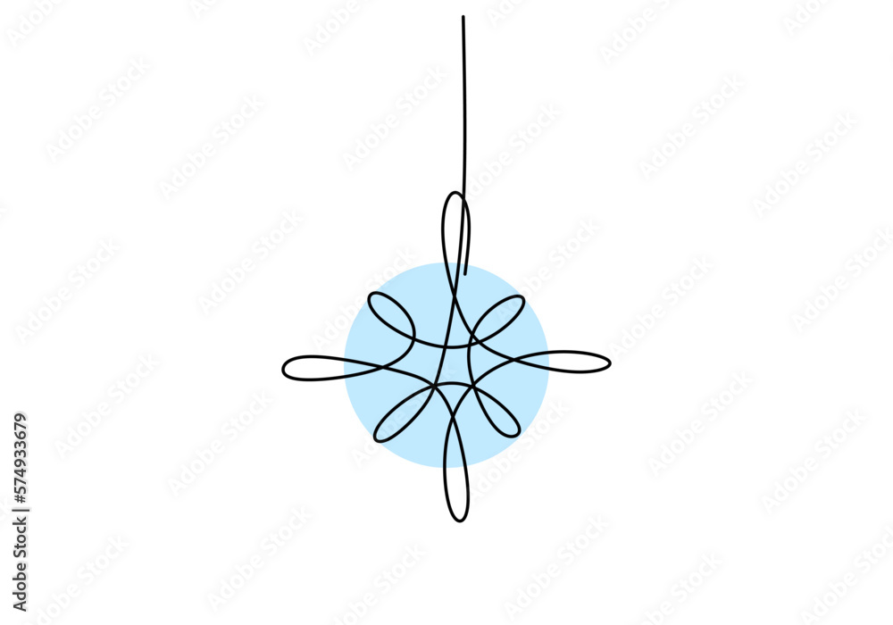 Poster hand drawing one single continuous line of snowflake isolated on white background eps 4.