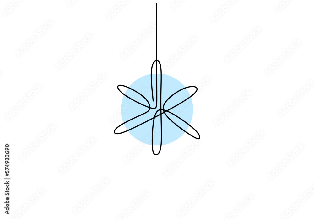 Poster hand drawing one single continuous line of snowflake isolated on white background eps 5.