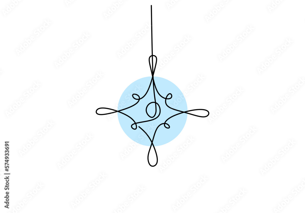 Poster hand drawing one single continuous line of snowflake isolated on white background eps 6.