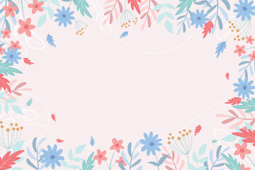 Beautiful spring background with hand drawn flowers