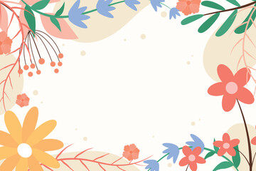 Fototapeta na wymiar Beautiful spring background with hand drawn flowers