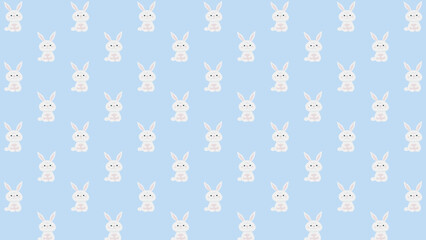 Blue seamless pattern with rabbit for Easter holiday