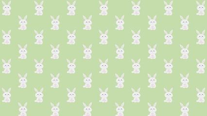Green seamless pattern with rabbit for Easter holiday