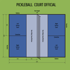 Pickleball colorful court official dimensions
