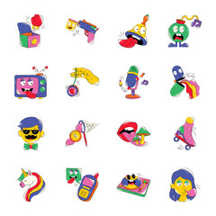 Collection of Cute Flat Stickers 

