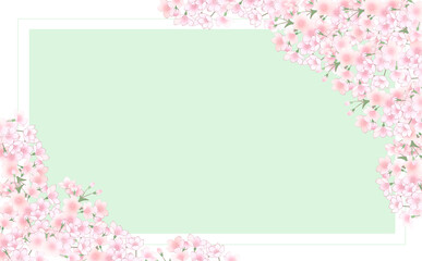 桜の長方形フレーム-うぐいす2