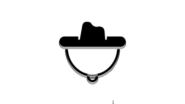 Black Western cowboy hat icon isolated on white background. 4K Video motion graphic animation