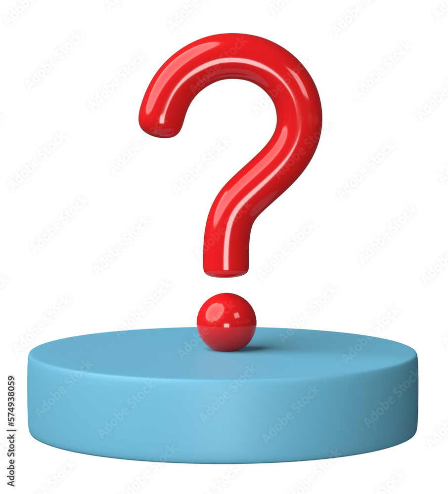 Poster 3d question mark icon or ask faq answer solution isolated on transparent background png file.