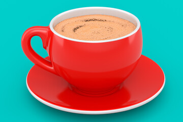 Ceramic coffee cup for cappuccino, americano, espresso, mocha, latte on green