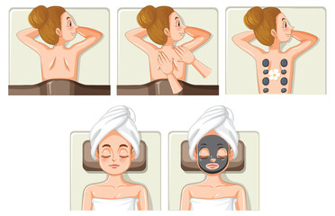 Collection of women enjoying spa treatments