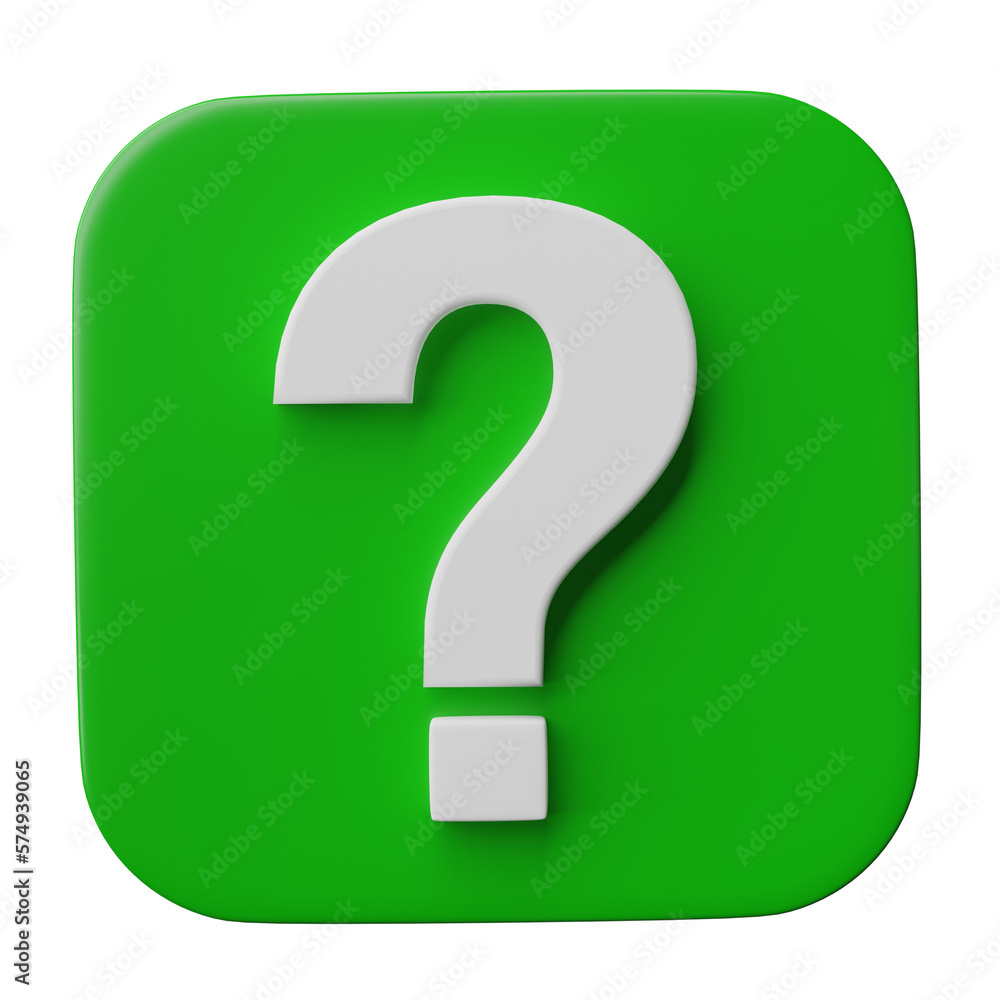 Poster 3d question mark icon or ask faq answer solution isolated on transparent background png file.