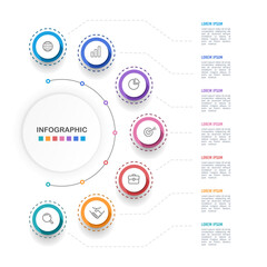 Infographic semicircle 7 processes to success. Infographic Organization. Vector illustration.