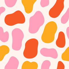 Simple vector texture with different organic shapes. Abstract seamless pattern in bright colors