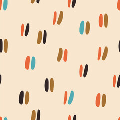 Cute simple pattern with repetitive lines. Seamless texture in retro style. Vector background with short double lines 
