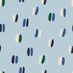 Cute simple pattern with repetitive lines. Seamless texture in retro style. Vector background with short double lines 